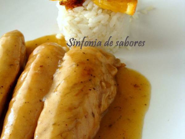 Solomillos de pollo a la naranja con hierbas de la Reunión