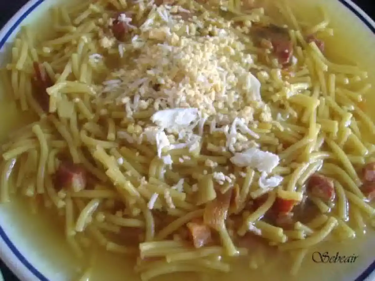SOPA DE FIDEOS CON JAMON SERRANO Y HUEVO (fussioncook)