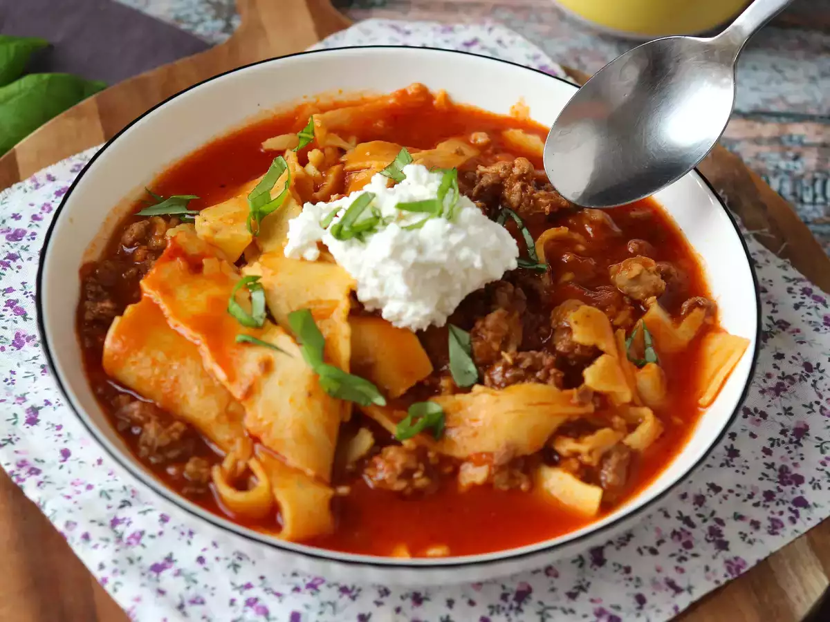 Sopa de lasaña con carne, ricotta y parmesano - foto 4