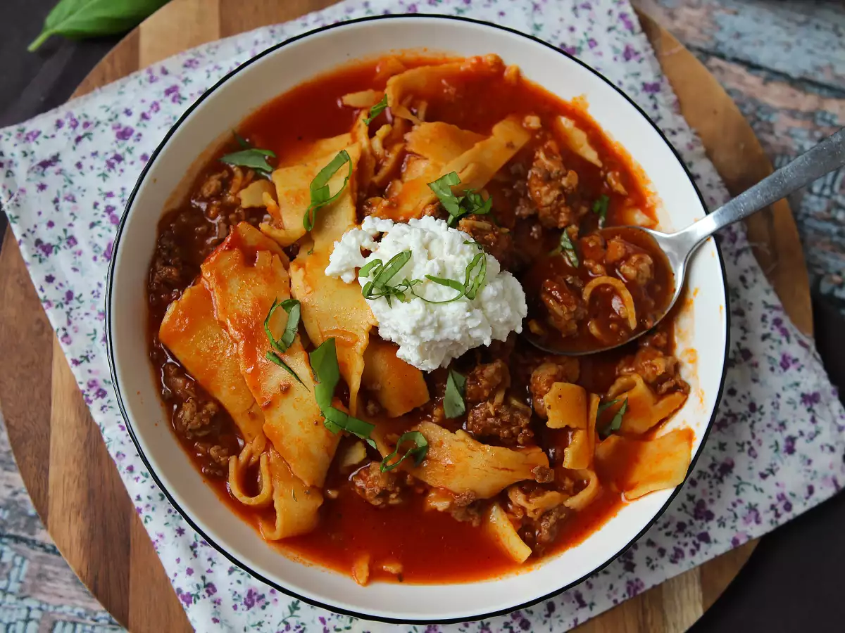 Sopa de lasaña con carne, ricotta y parmesano - foto 5