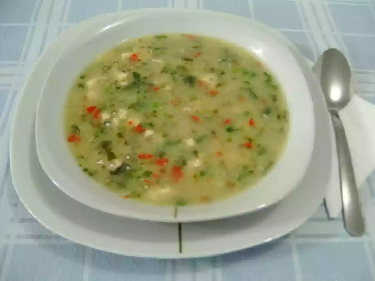 Sopa de Sagu com Caldo de Mandioca