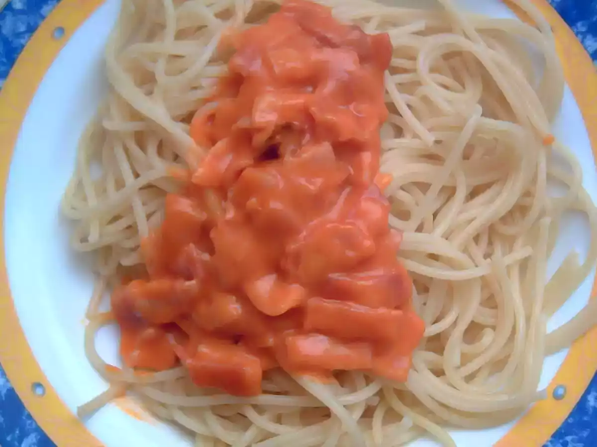 Spaguetti con carbonara picante