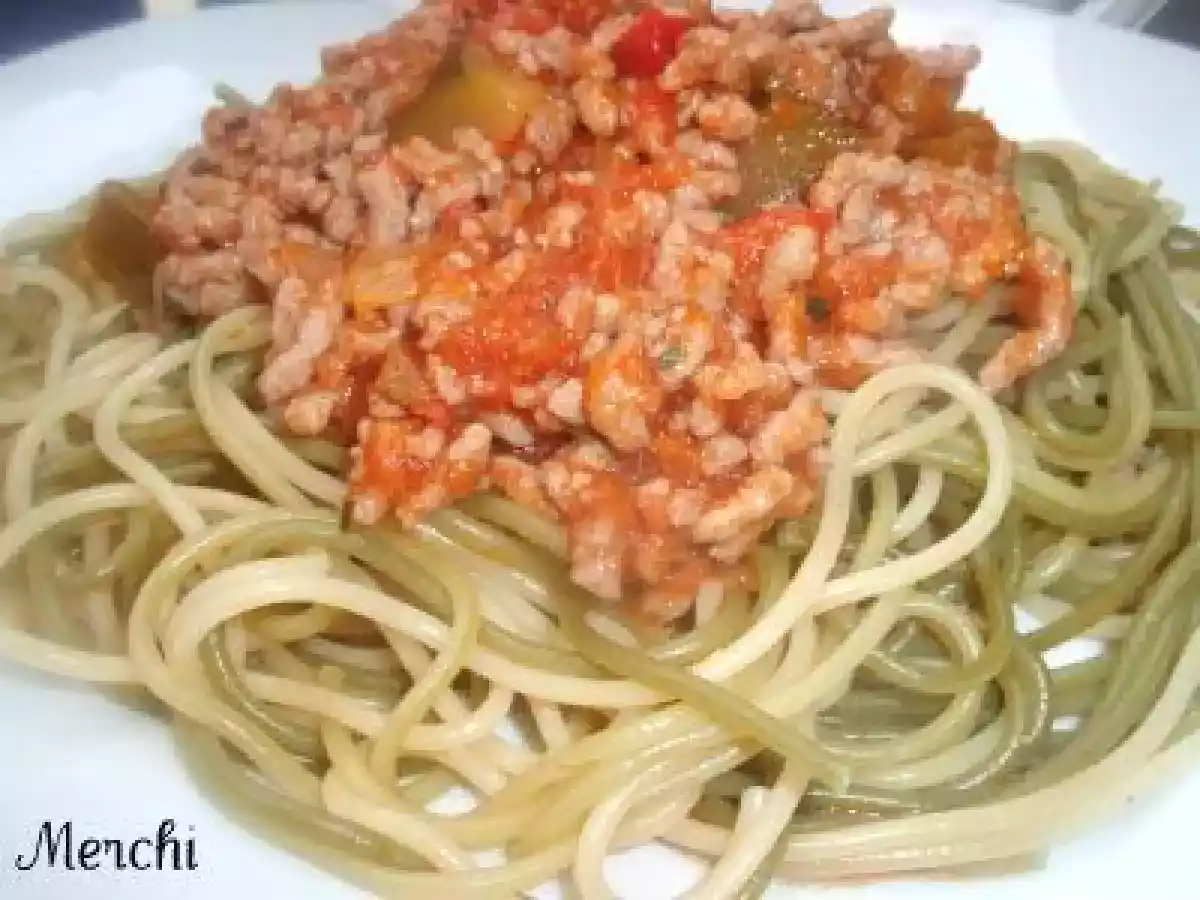 Spaguetti de verdura con pisto y carne de ternera - foto 2