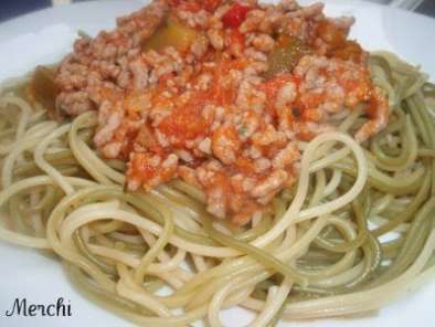 Spaguetti de verdura con pisto y carne de ternera - foto 2