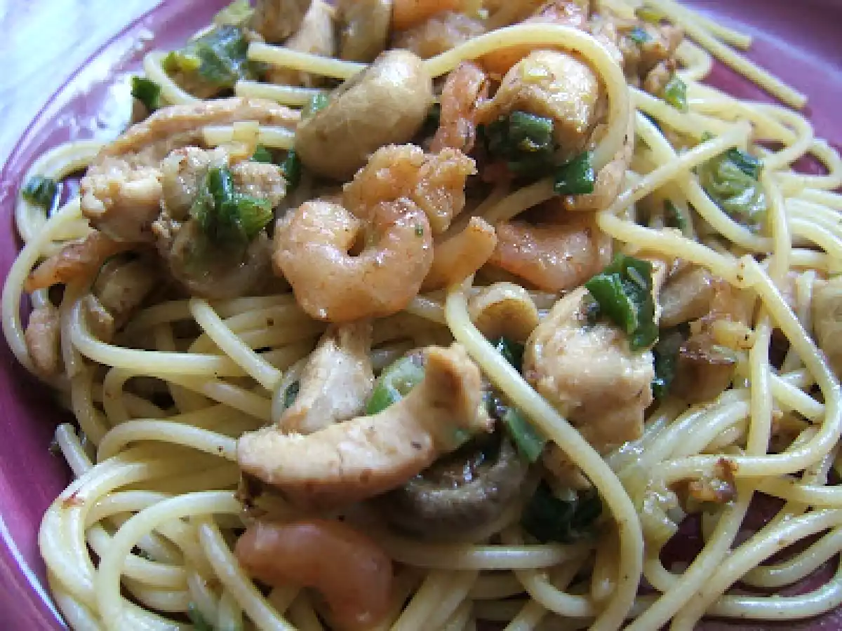 Stir Fry de pollo y camarones