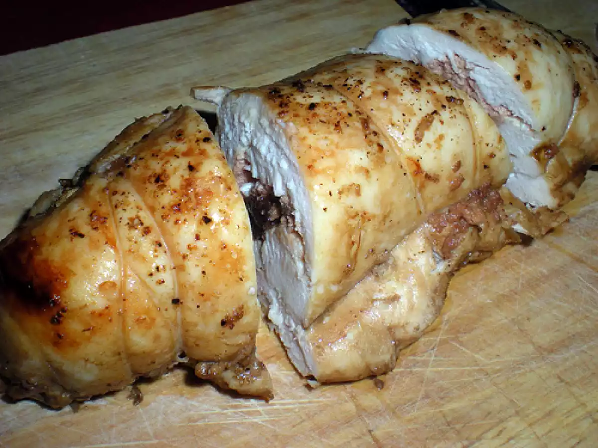 Supremas de pollo a la miel rellenas de paté de foie. Paso a paso