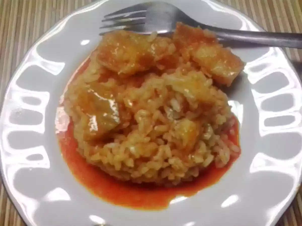 Tacos de bacalao con arroz