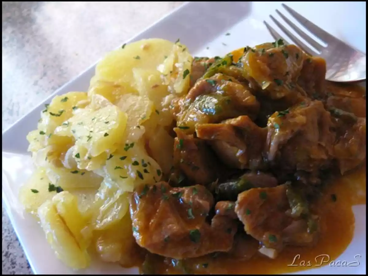 Tacos de cerdo con piperada de pimiento verde (Thermomix)