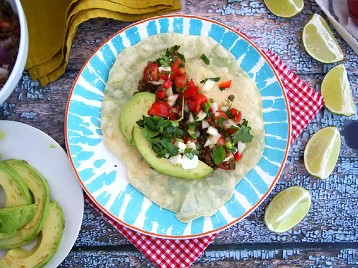 Tacos vegetarianos de lentejas (con masa casera) - foto 3