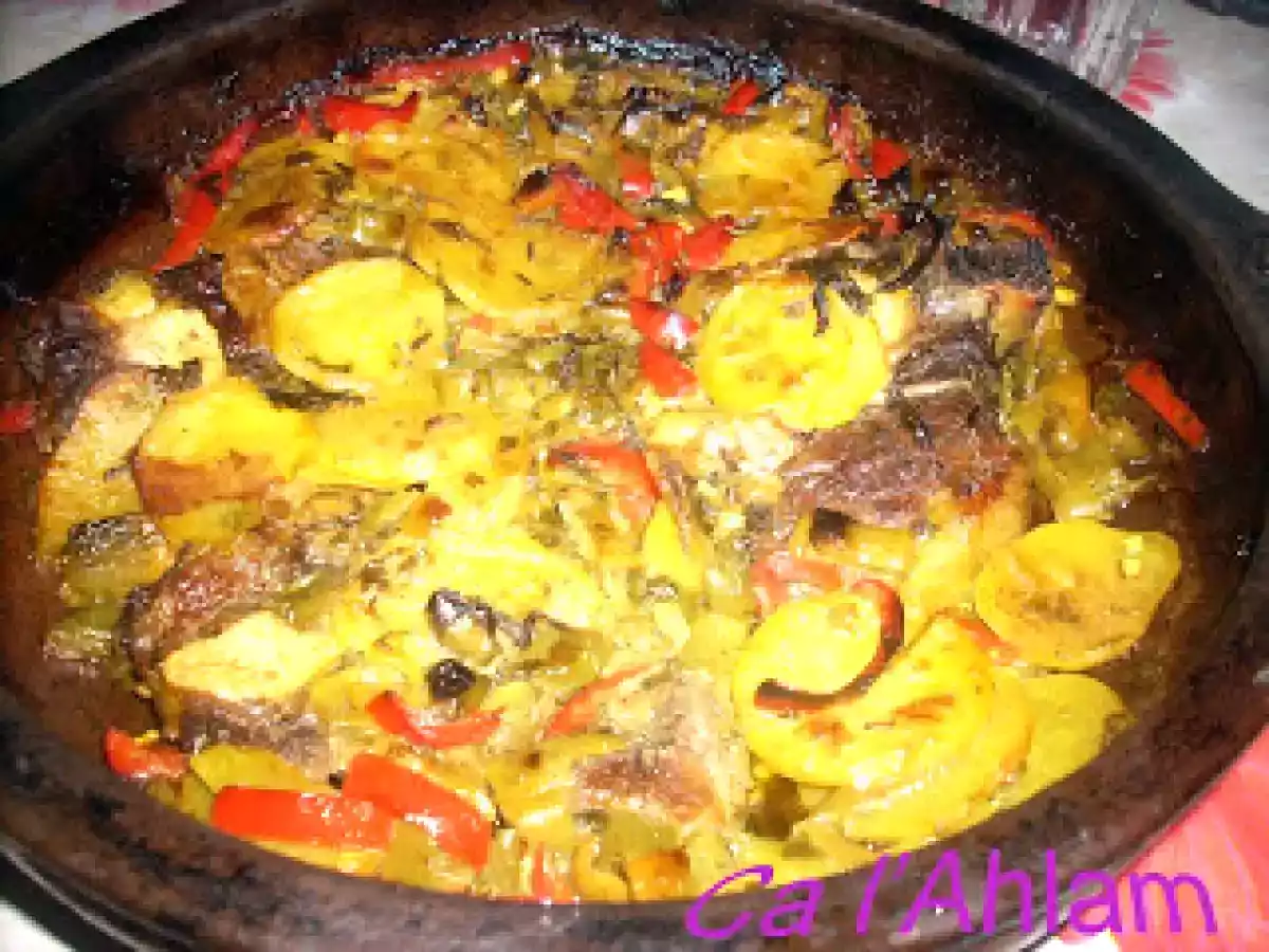 Tagine de osobuco con pimientos y patata