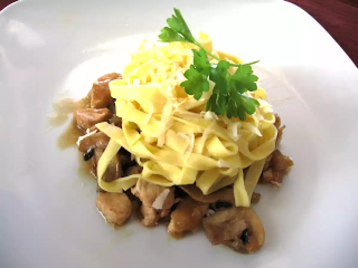 Tagliatelle con Champiñones y Pollo | Recetas de Cocina