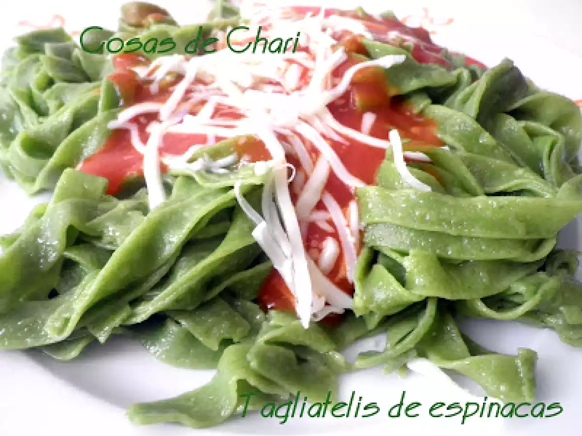Tagliatelle de espinacas con tomate thermomix