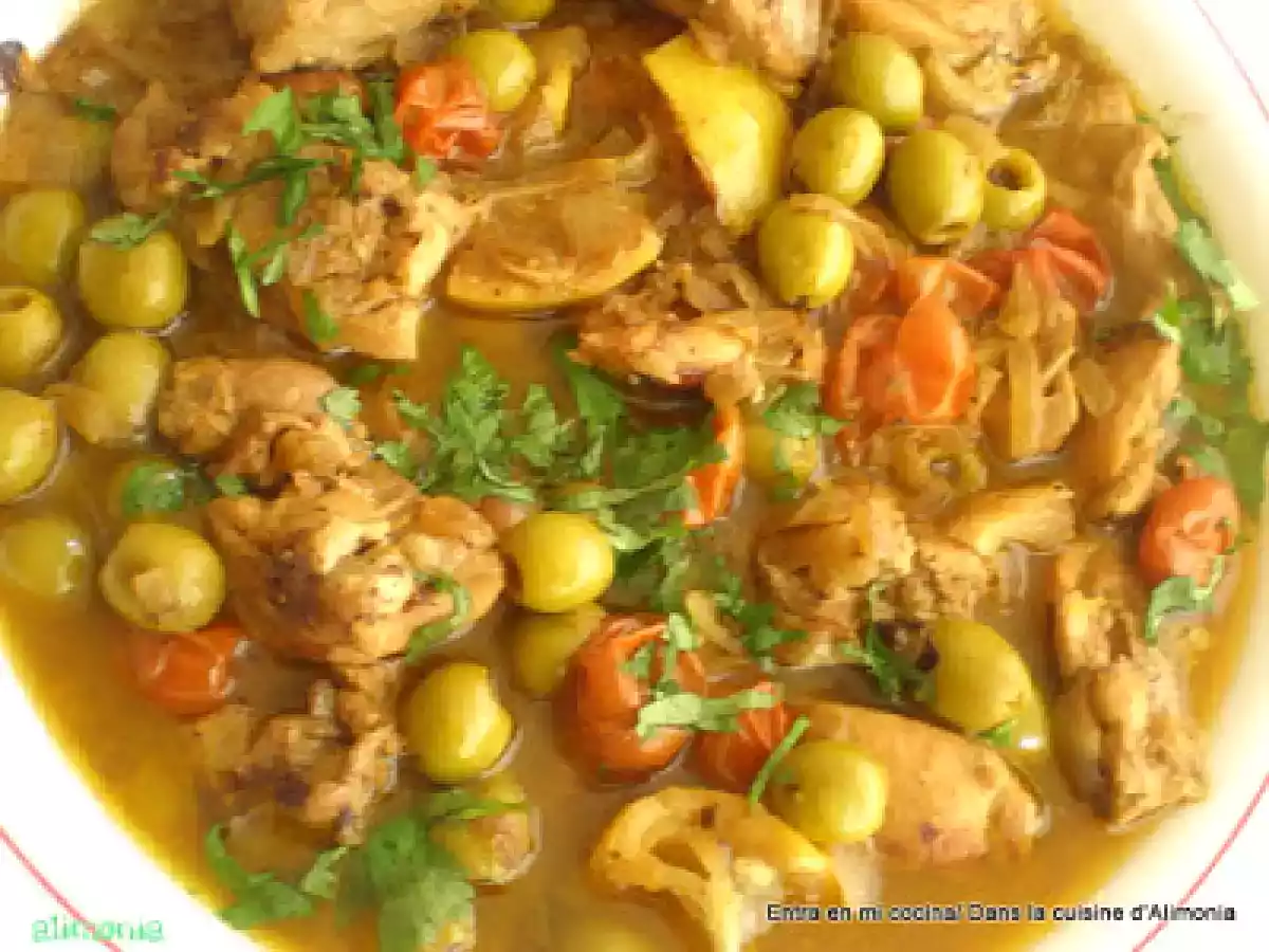 Tajine de pollo-aceitunas-limon / Tajine de poulet aux olives et au citron