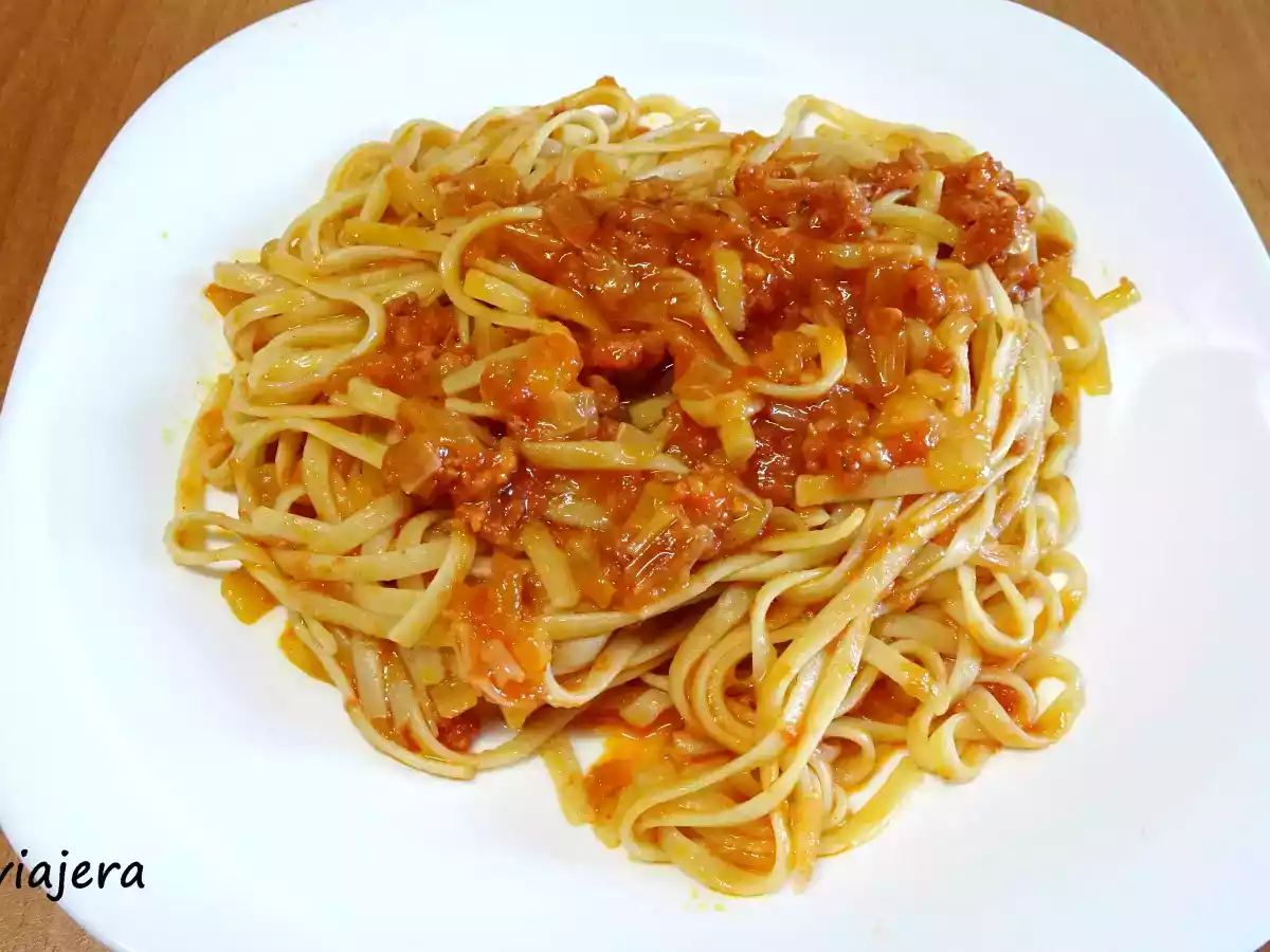 Tallarines con picadillo de Soria