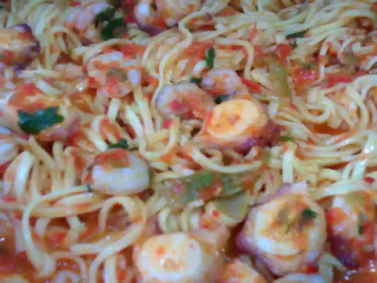 Tallarines con pulpo