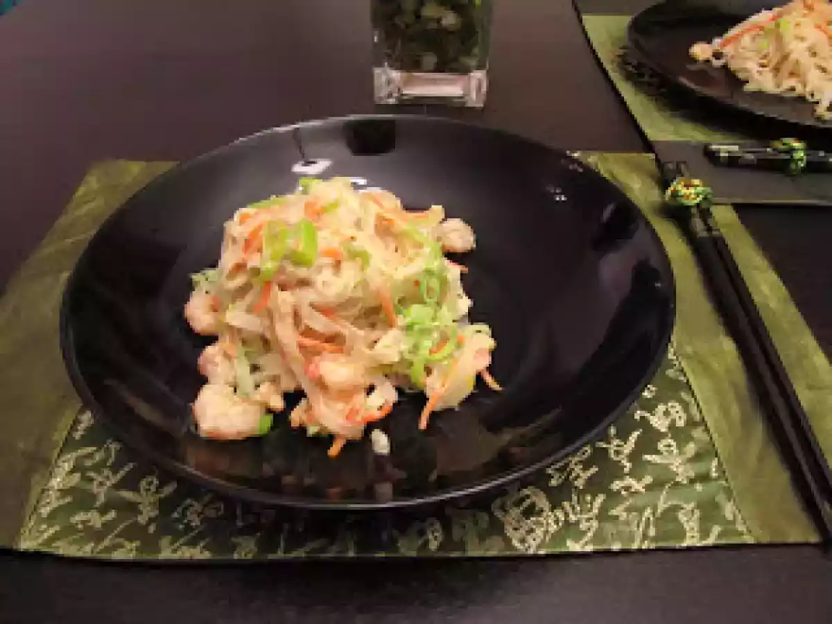 Tallarines de Arroz estilo Thai con leche de coco y gambas - foto 3