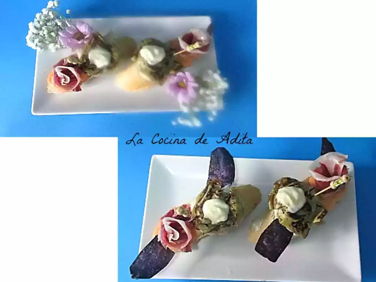 Tapa de alcachofas con mayonesa de alcachofas