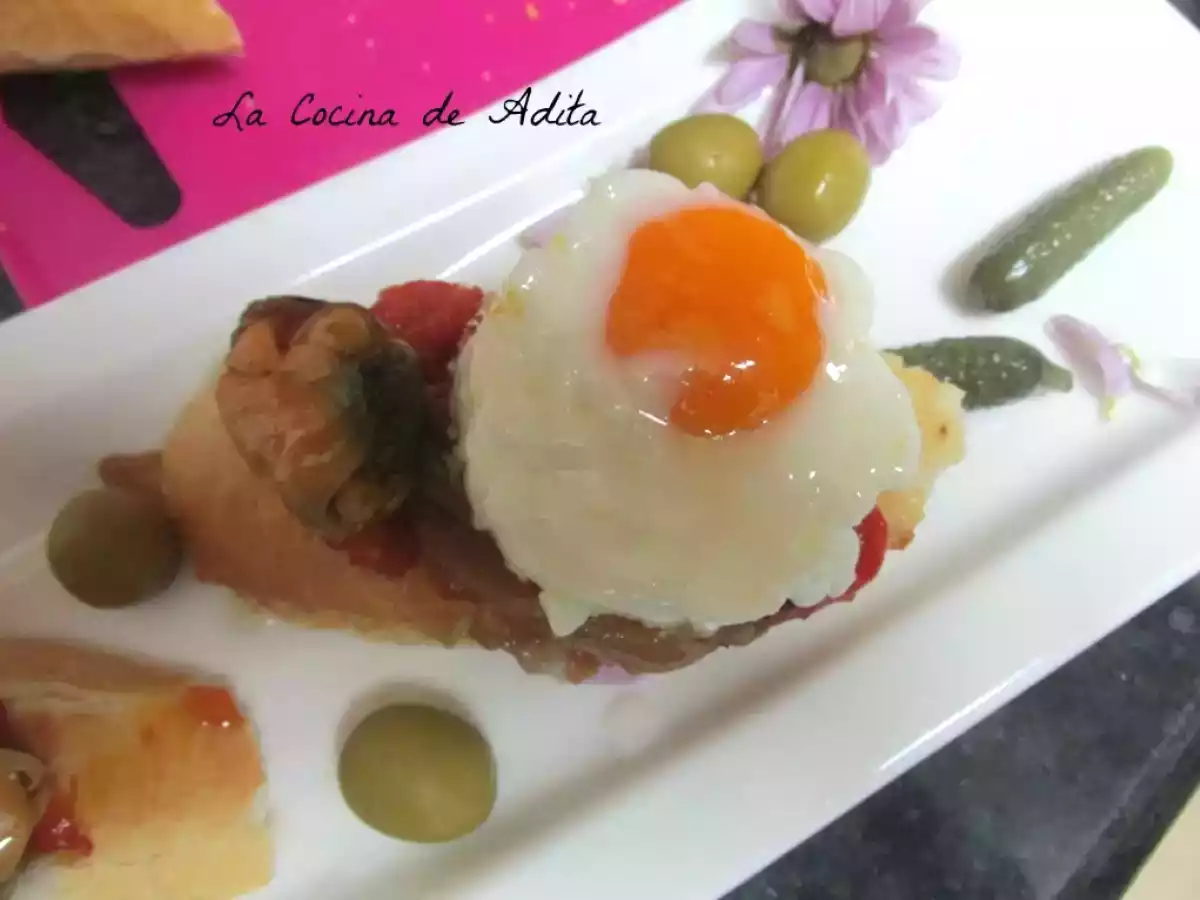 Tapa de huevo a baja temperatura, con escalibada y mejillón - foto 6