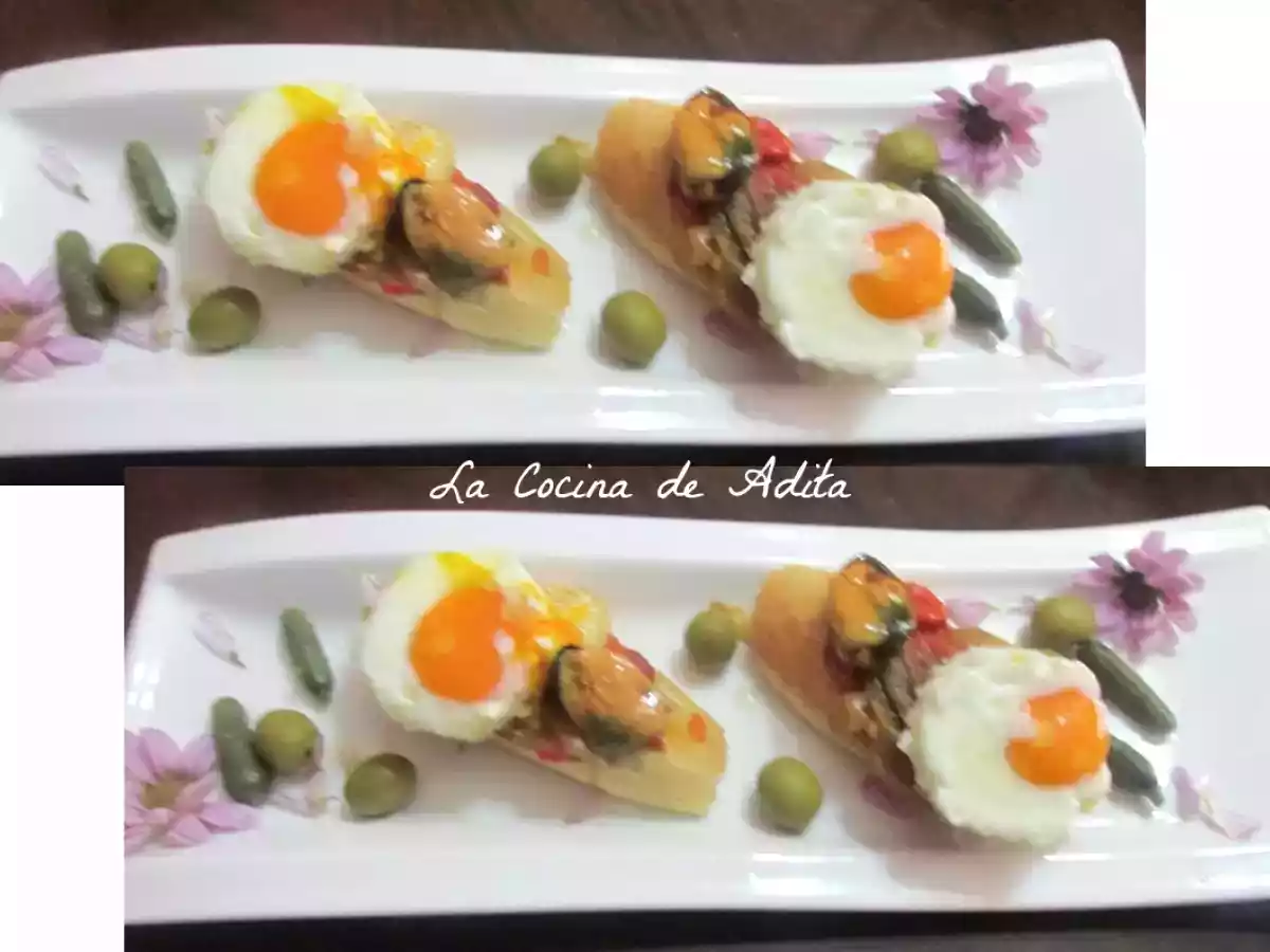 Tapa de huevo a baja temperatura, con escalibada y mejillón - foto 8