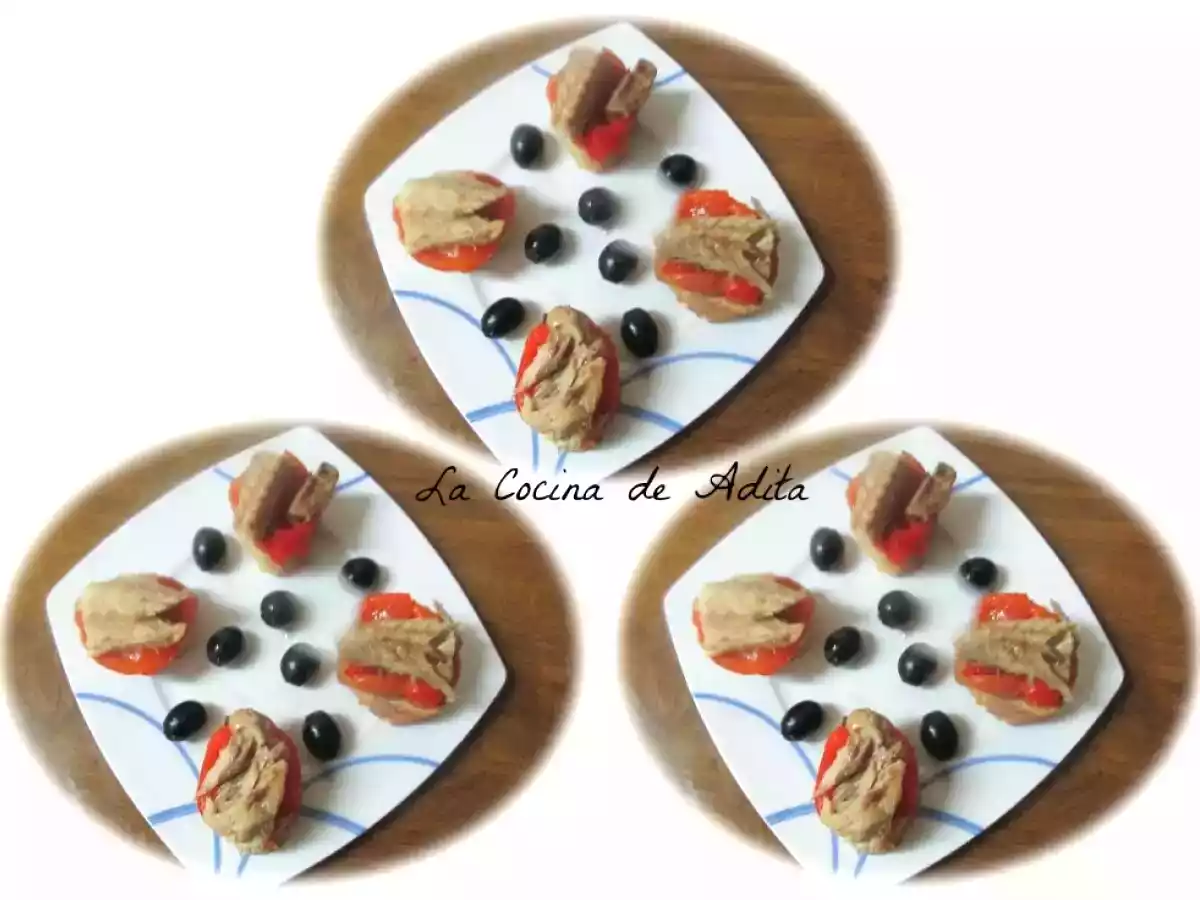 Tapa de pimientos asado con caballa