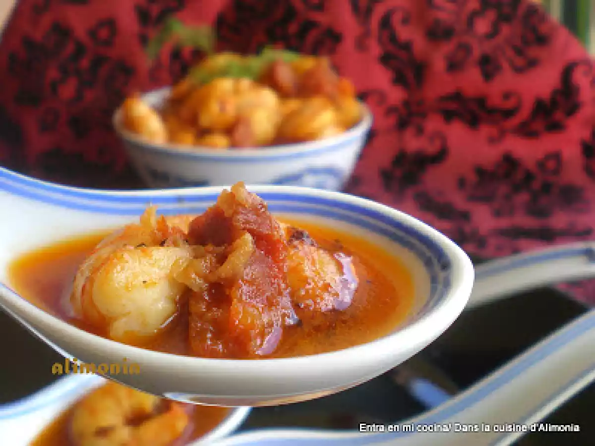 TAPAS : Gambas y chorizo a la reduccion de vino de Malaga - foto 3