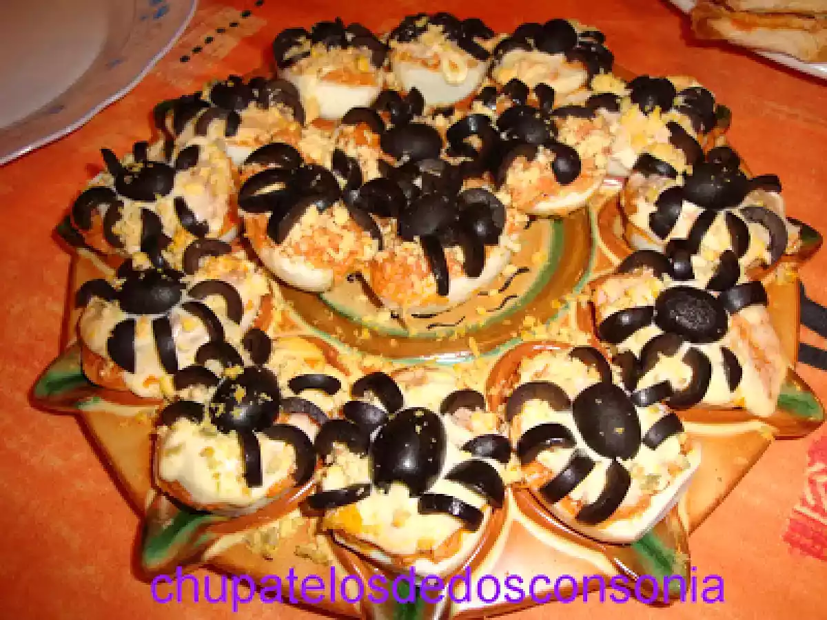 Tarántulas de huevos rellenos