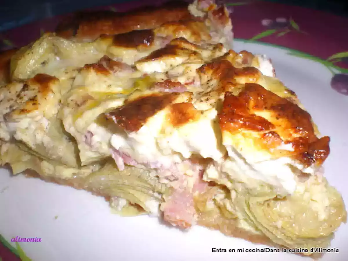 Tarta alcachofas-jamon / tarte artichauts-jambon - foto 2
