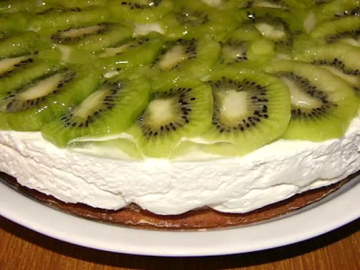 Tarta con kiwis y crema de ricotta