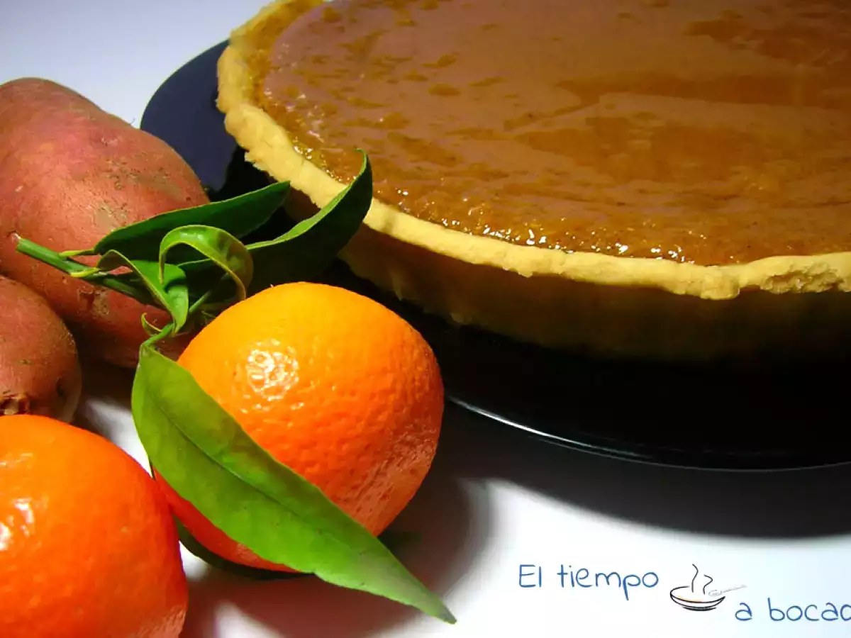 Tarta de batatas con mandarinas