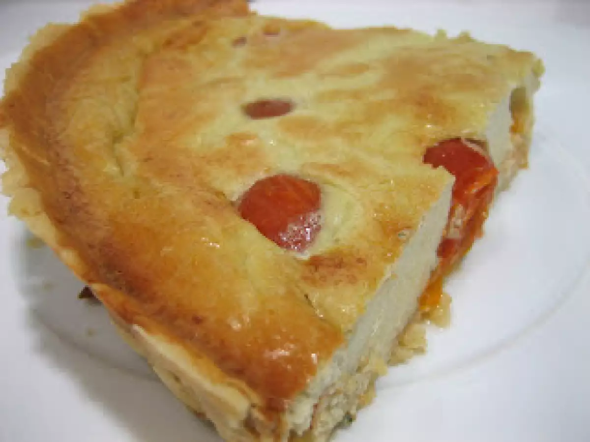 Tarta de Cabrales con tomates