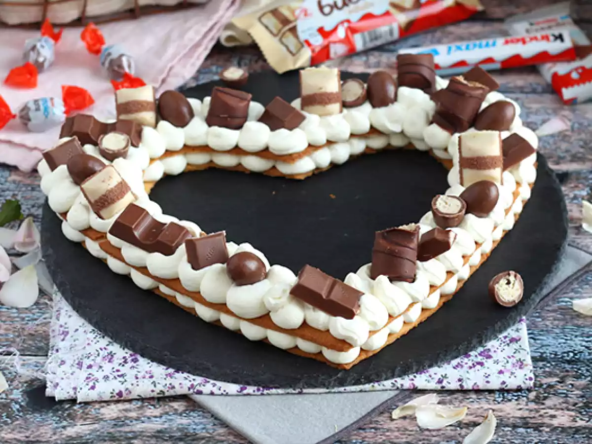 Tarta de corazón con Kinder (Heart cake)