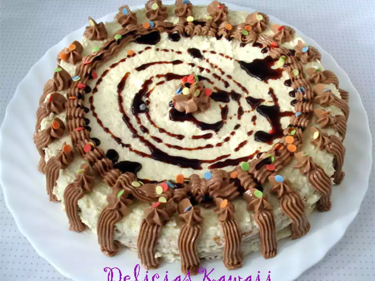 Tarta de crema de coco y nutella