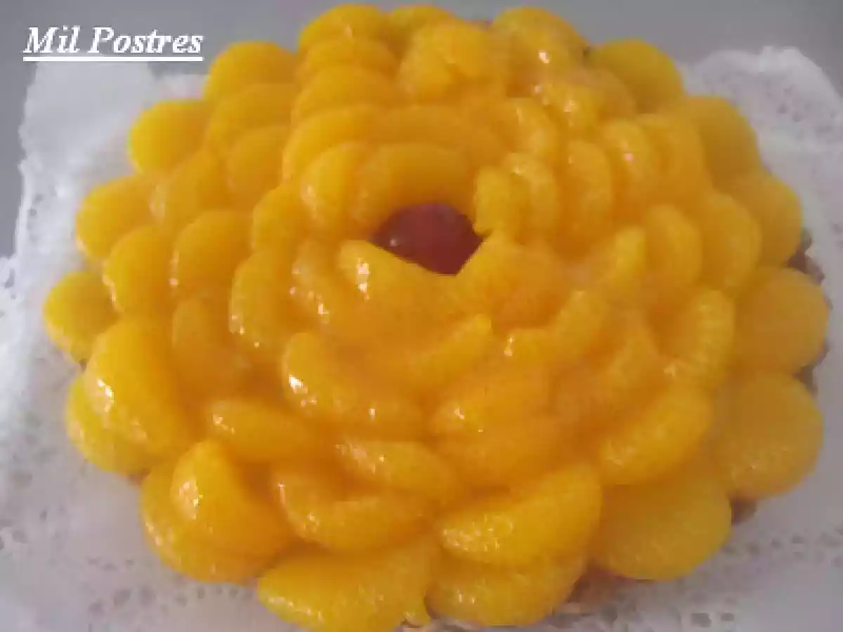 Tarta de crema y mandarinas