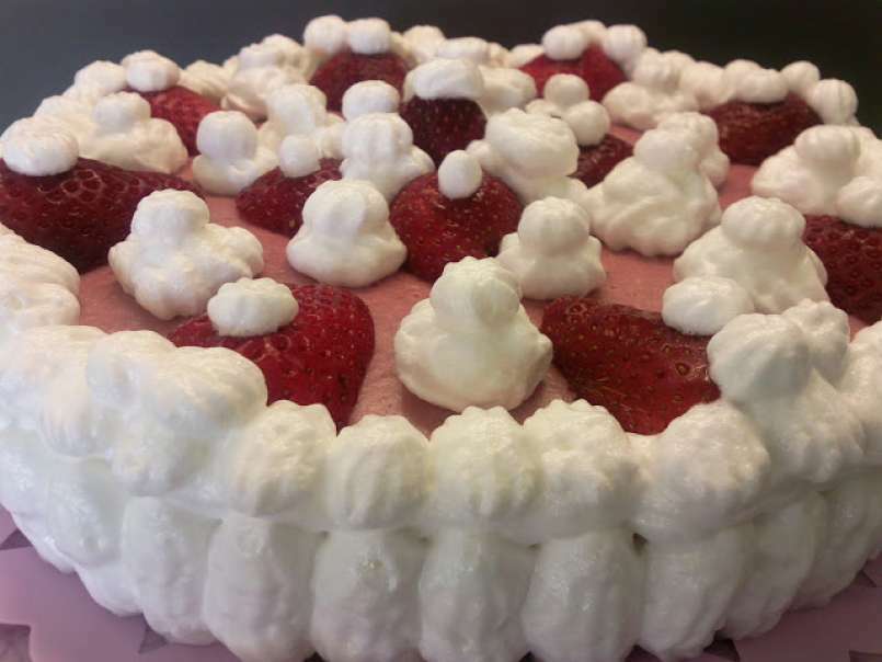 Tarta de fresas con merengue suizo, sin lactosa, Thermomix y Fussioncook, foto 1