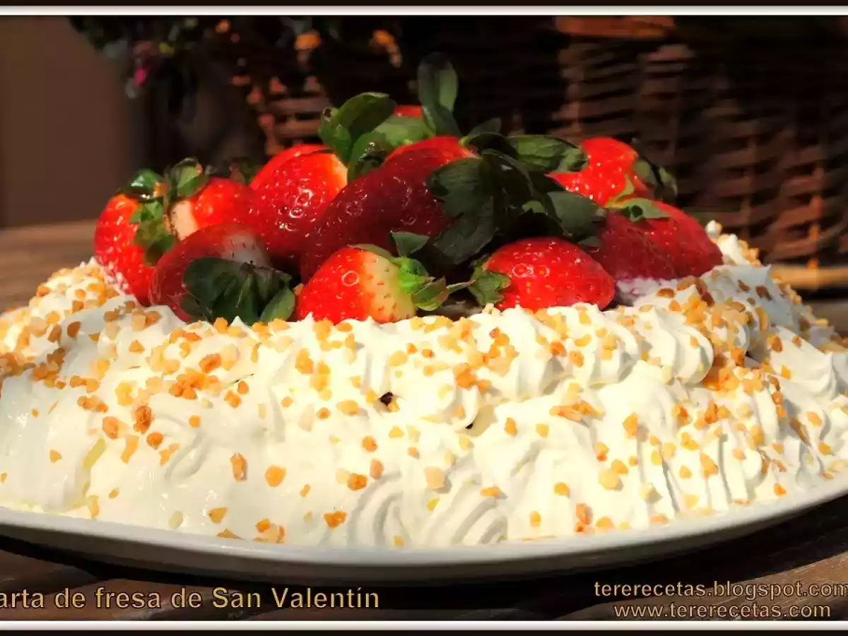 Tarta de fresas de San Valentín.