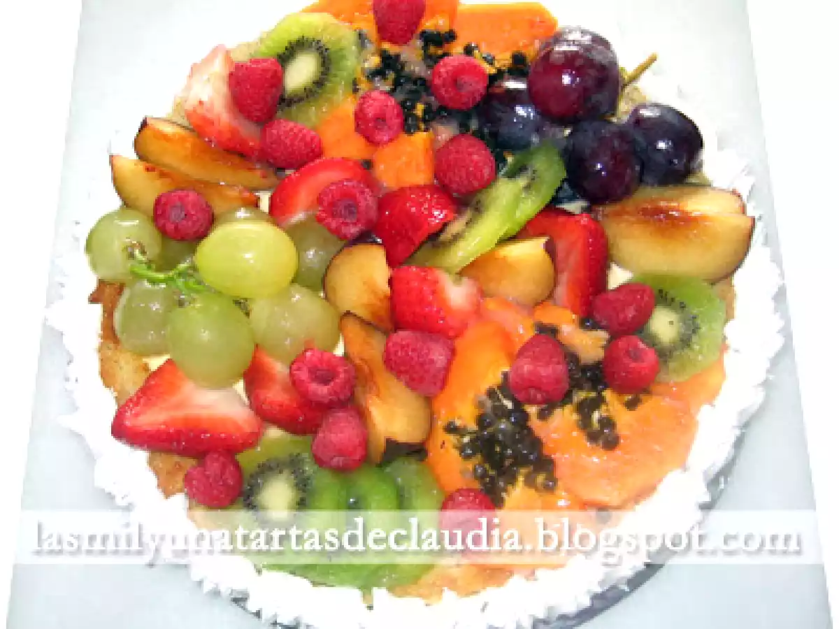 Tarta de frutas del tiempo con lemon curd