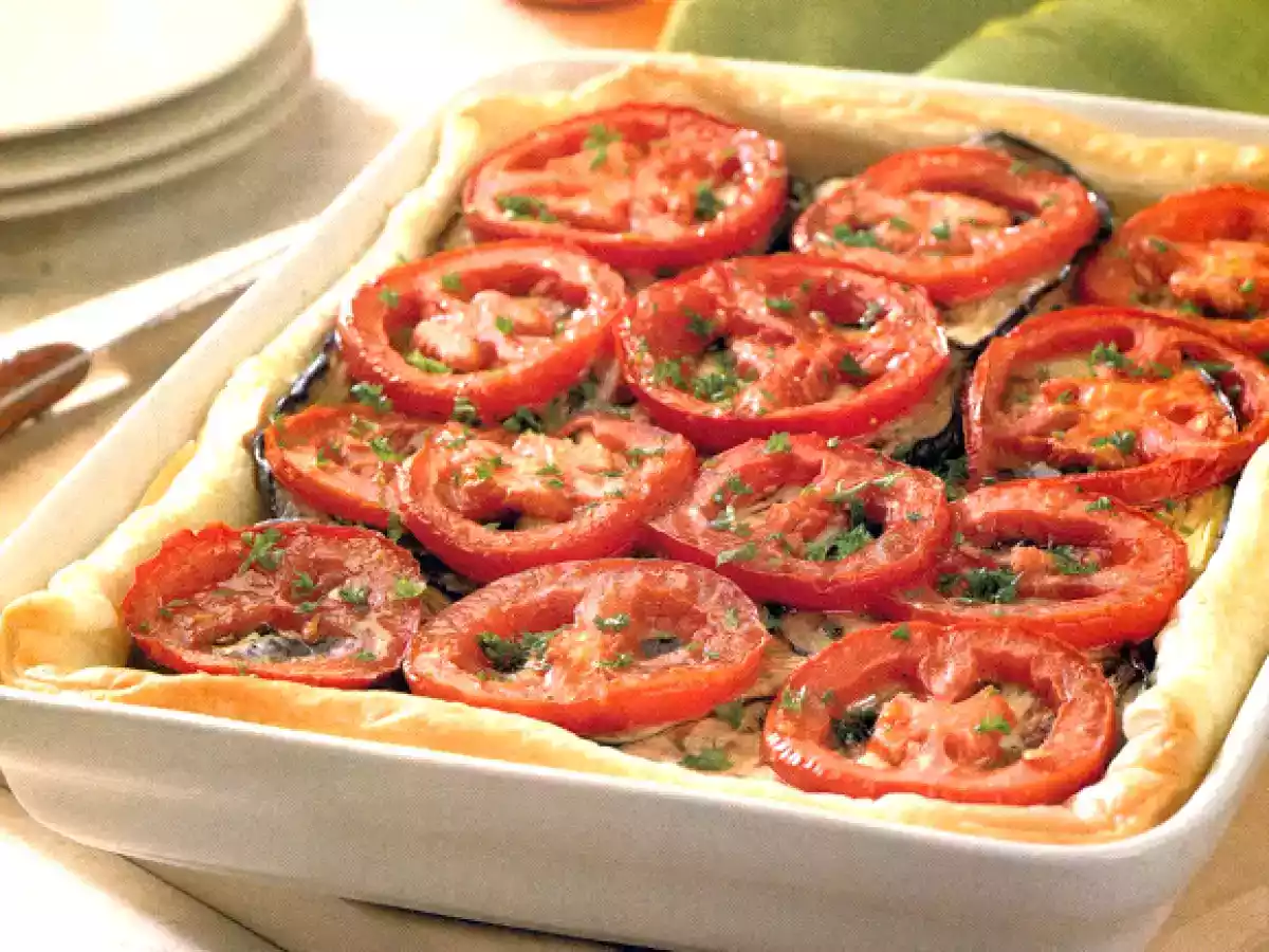 Tarta de hortalizas con queso de cabra