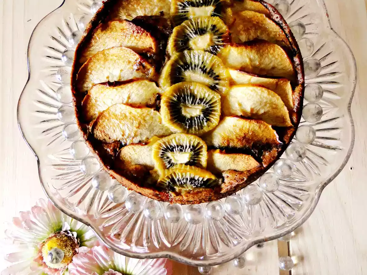 Tarta de manzana, kiwi y chocolate