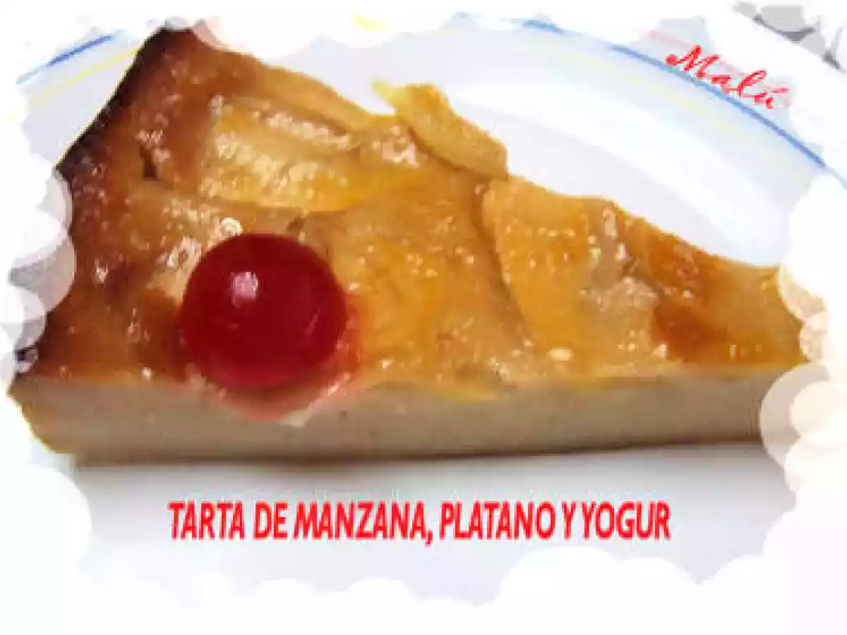 Tarta de manzana, plátano y yogur