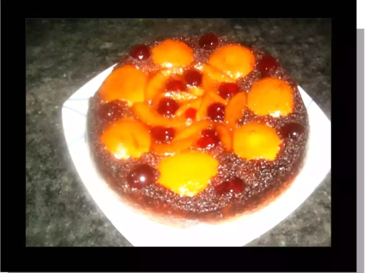 Tarta de melocotón al reves