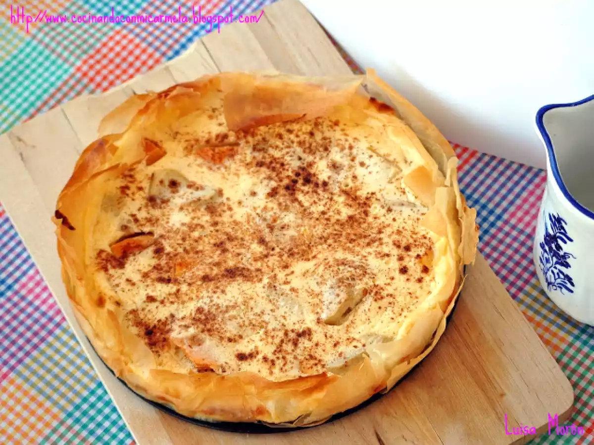 Tarta de melocotón y canela con petit-suisse