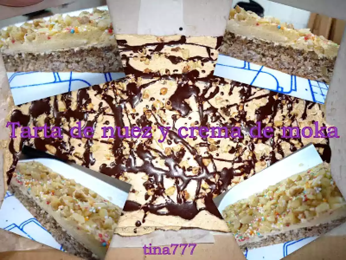 Tarta de nuez y crema de moka