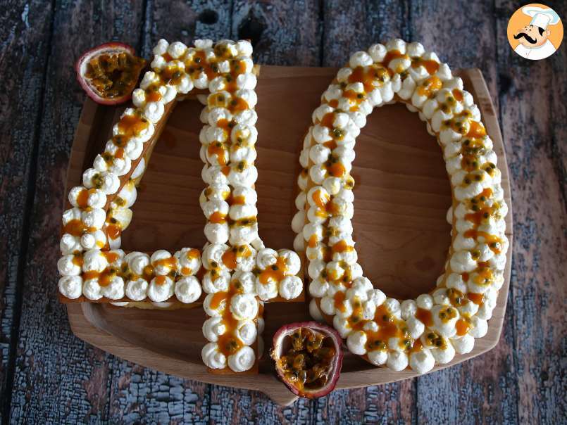 Tarta de números con mango y fruta de la pasión – Number cake, foto 1