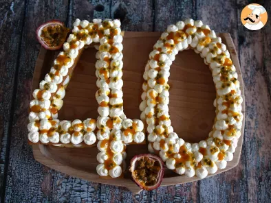 Tarta de números con mango y fruta de la pasión – Number cake