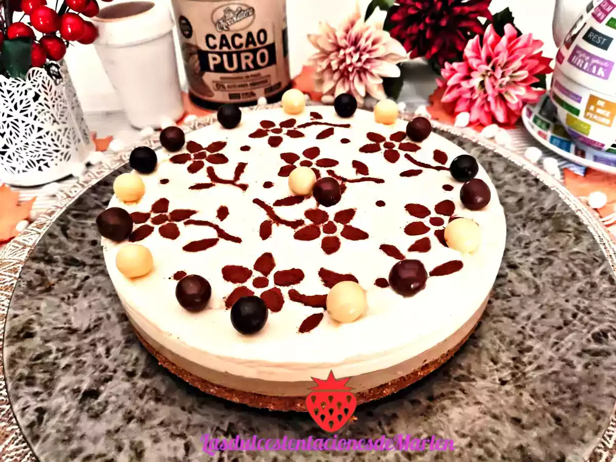 Tarta de Queso, chocolate blanco y café