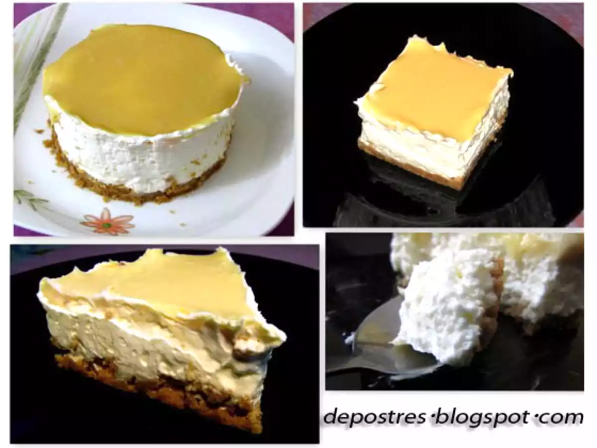 Tarta de queso con cobertura de chocolate blanco