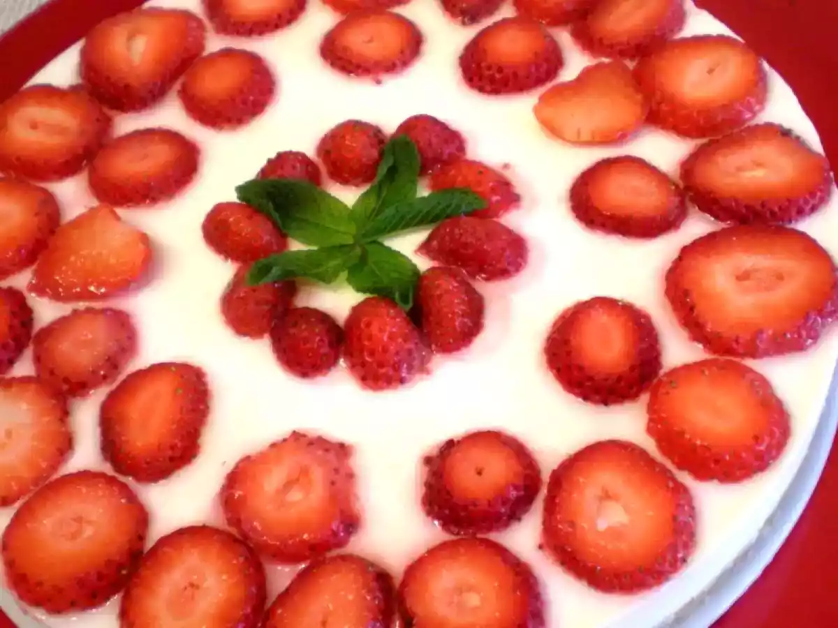 Tarta de queso y fresas