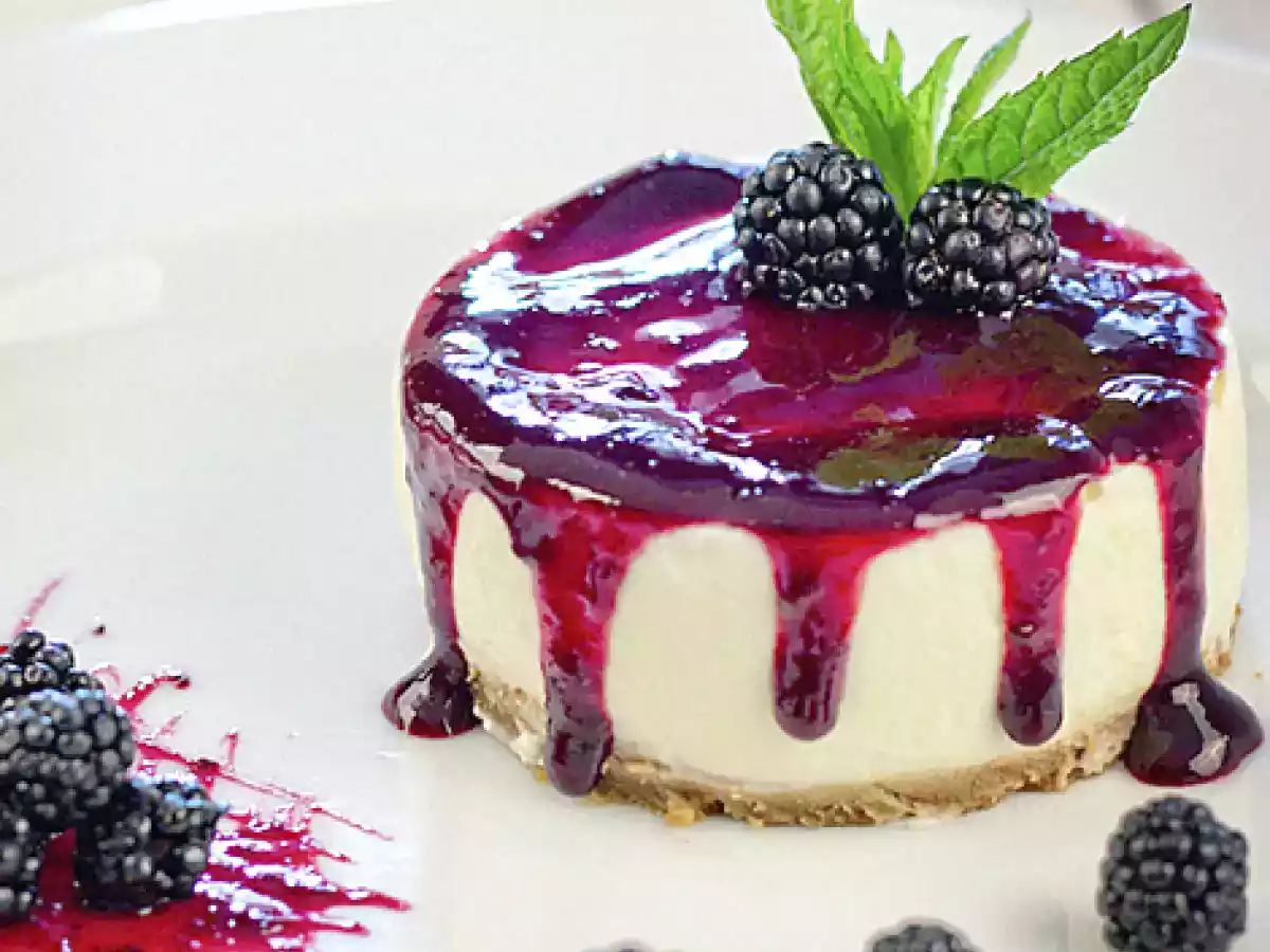 Tarta de queso y mermelada de mora