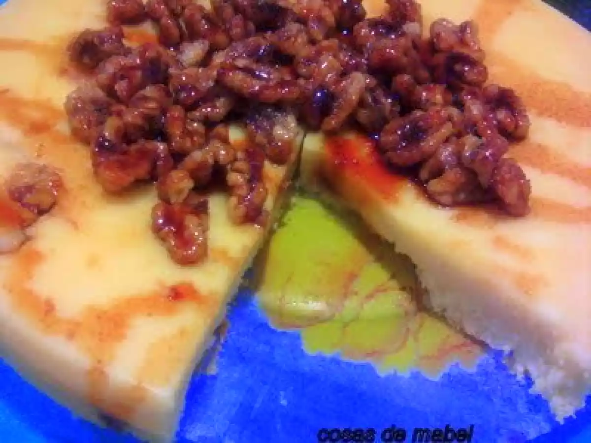 Tarta de queso y nueces caramelizadas