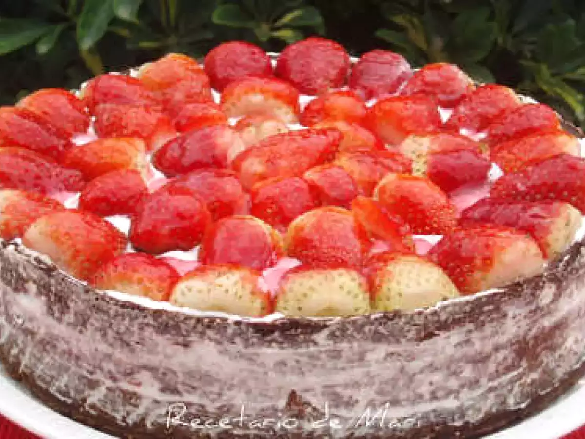 Tarta de requesón y fresas